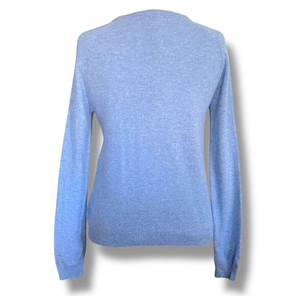 Philosophy Womens Sweater Sz Medium Blue 100% Cashmere Snowflake Fitted Pullover - Picture 5 of 6